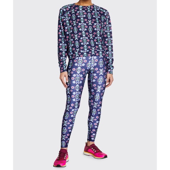 Terez Navy Floral Dream Super-High Band Leggings XS - Picture 4 of 13